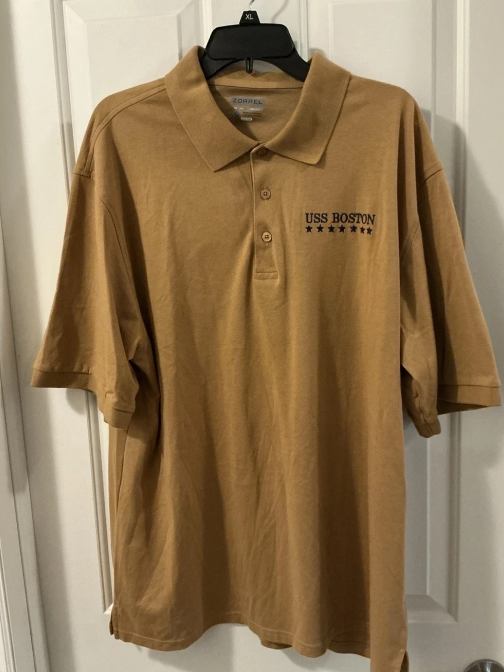 USS BOSTON Golf Polo Gold Zorrel Brand Size XXL EUC
